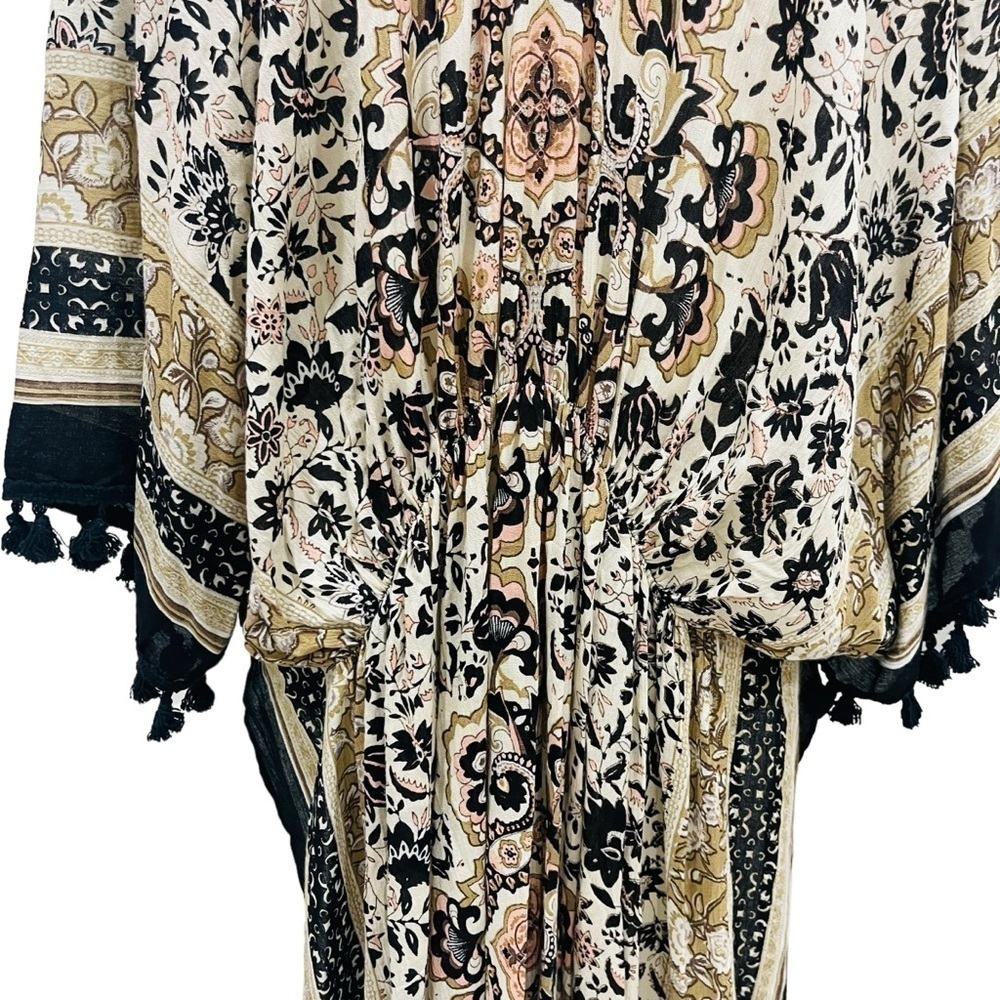 Vince Camuto NWT One/Size Boho Floral Print Coverup Kimono Tassels - Picture 6 of 10
